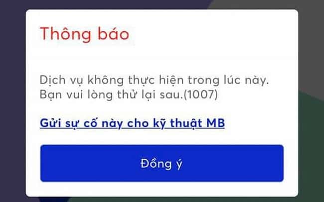 Các lỗi khác trên MBBank