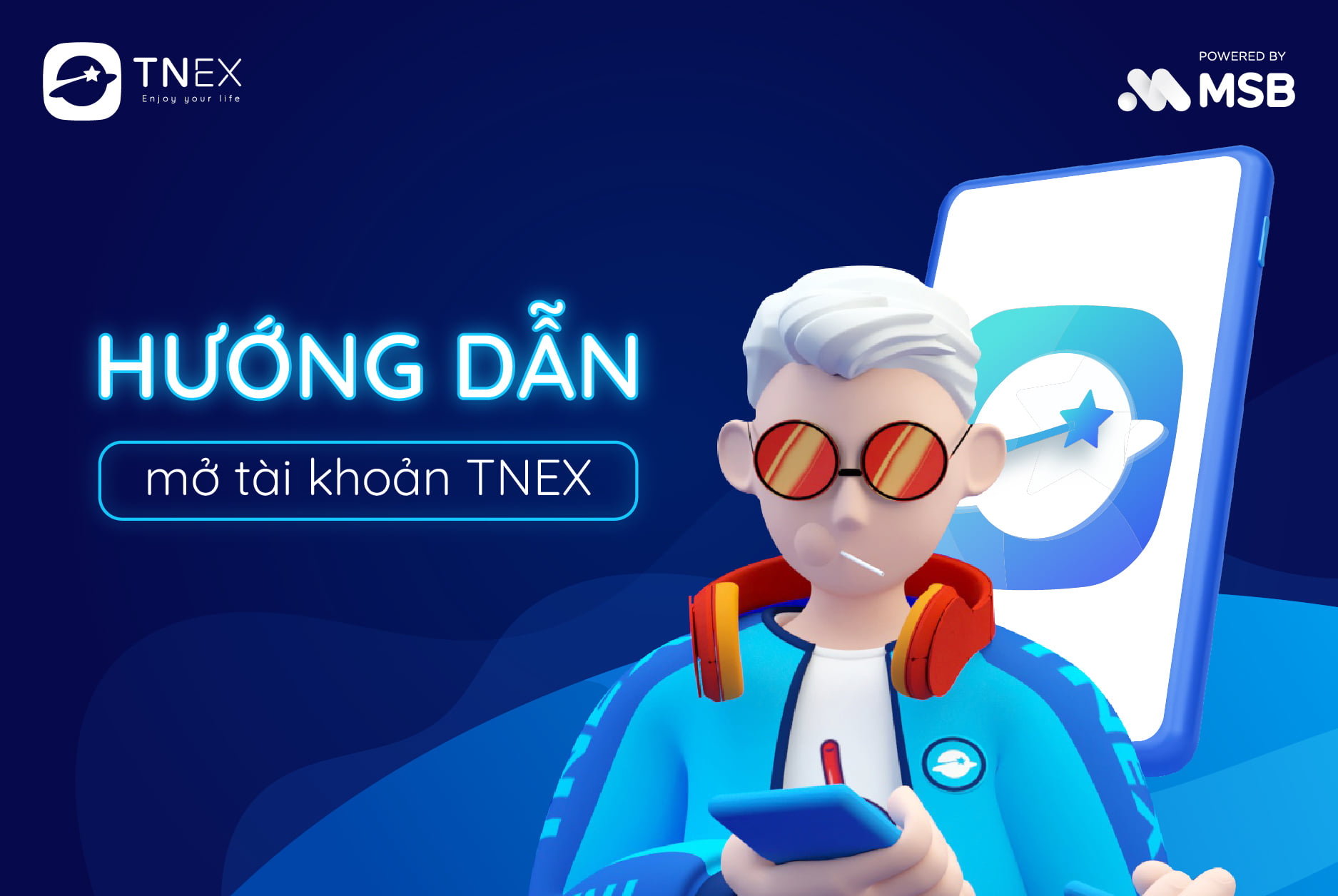 Mở tài khoản ngân hàng số Tnex của ngân hàng MSB.