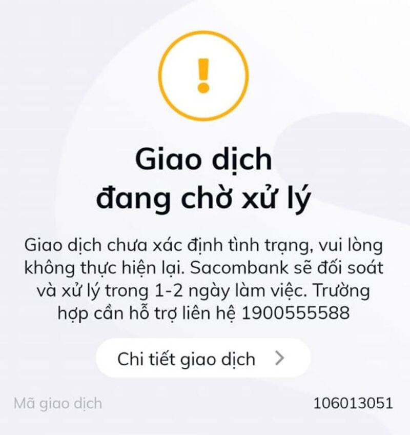 Bảo trì hệ thống Sacombank Pay